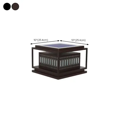 Solar Modern Simple Black Grid Outdoor Post Lights