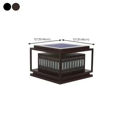 Solar Modern Simple Black Grid Outdoor Post Lights