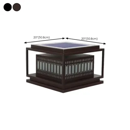 Solar Modern Simple Black Grid Outdoor Post Lights