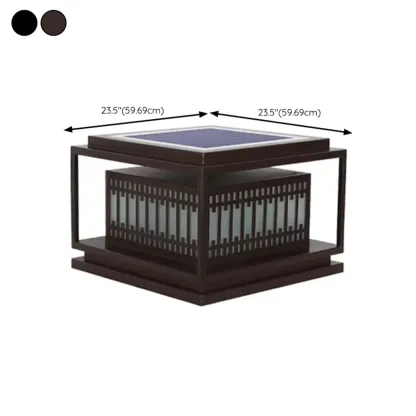 Solar Modern Simple Black Grid Outdoor Post Lights