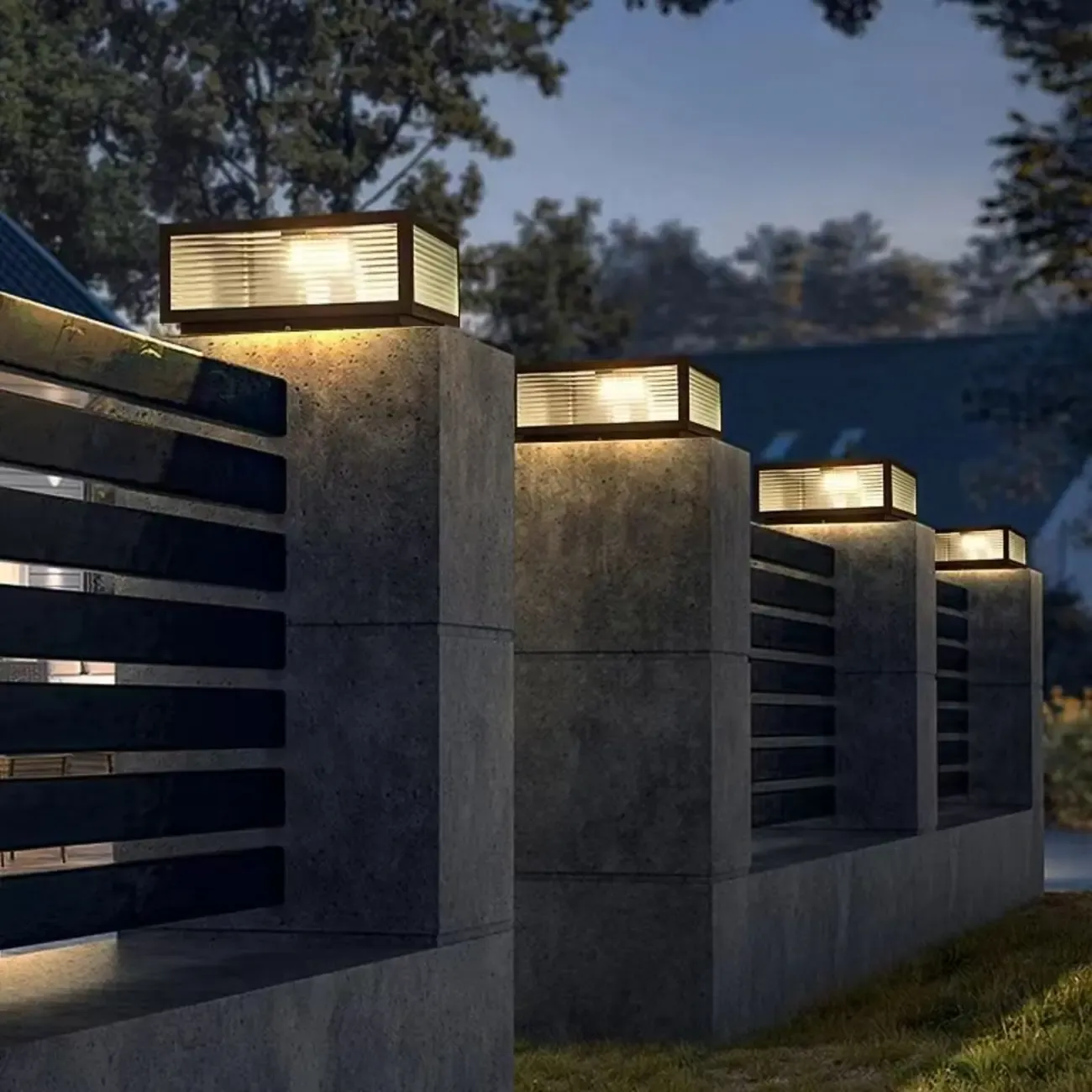 Modern Simple Square Black Solar Ourdoor Post Lights