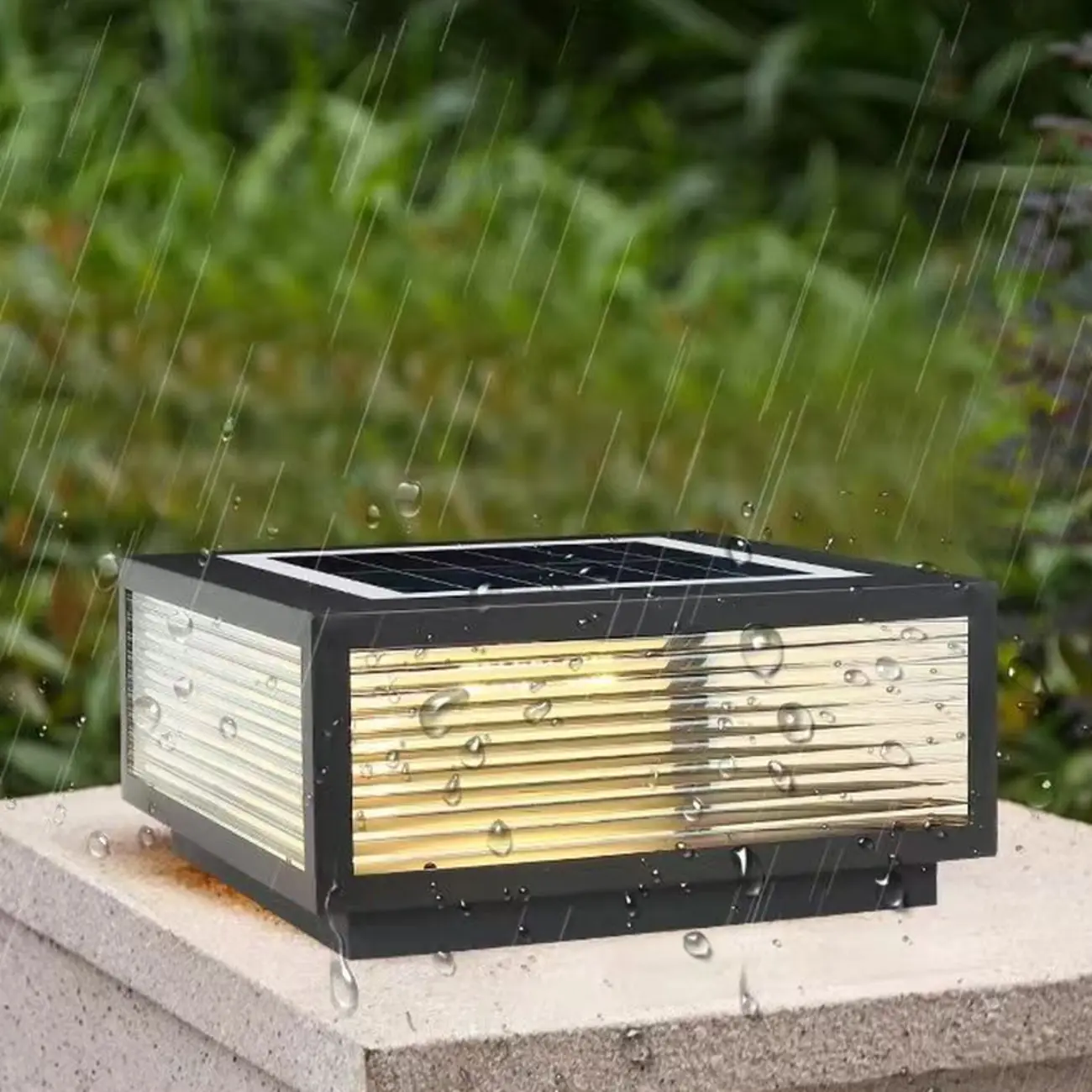 Modern Simple Square Black Solar Ourdoor Post Lights | homeyfad