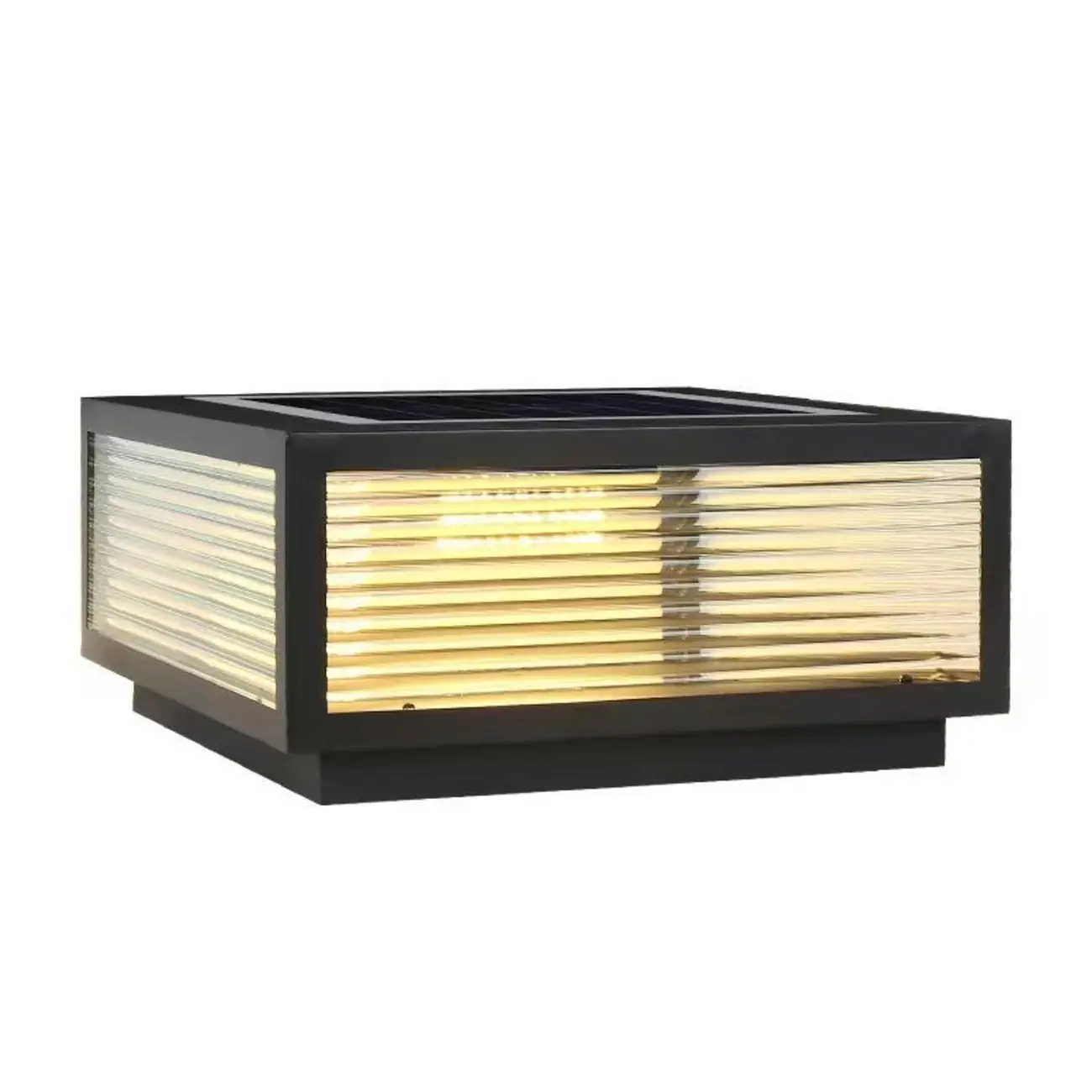 Modern Simple Square Black Solar Ourdoor Post Lights | homeyfad