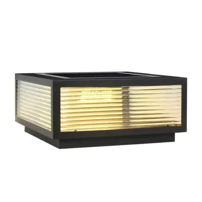 Modern Simple Square Black Solar Ourdoor Post Lights
