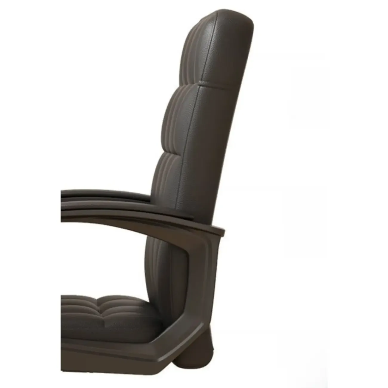 Solid Black Leather Tufted Office Chair Image - 18