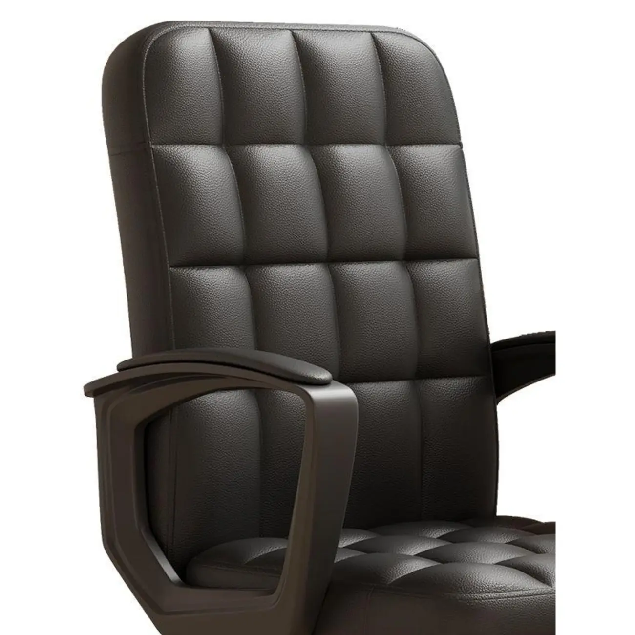 Solid Black Leather Tufted Office Chair Image - 15 | homeyfad