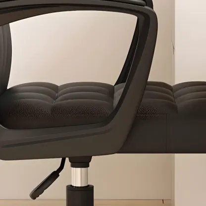 Solid Black Leather Tufted Office Chair Image - 17