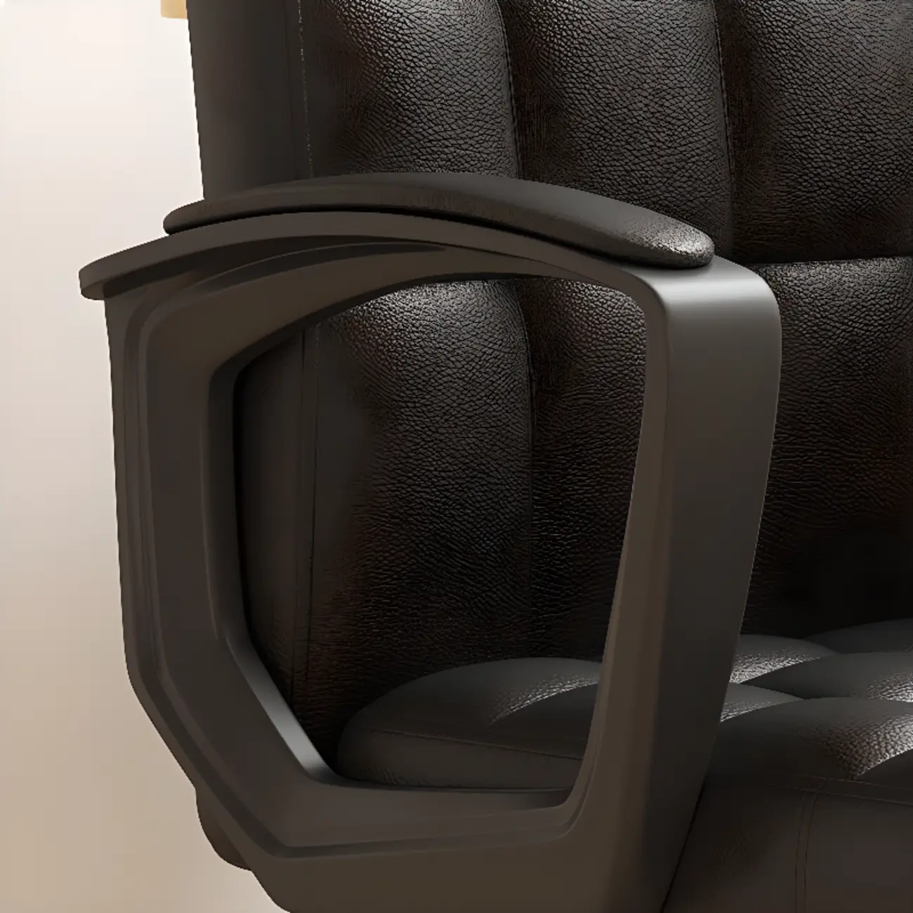 Solid Black Leather Tufted Office Chair Image - 16 | homeyfad