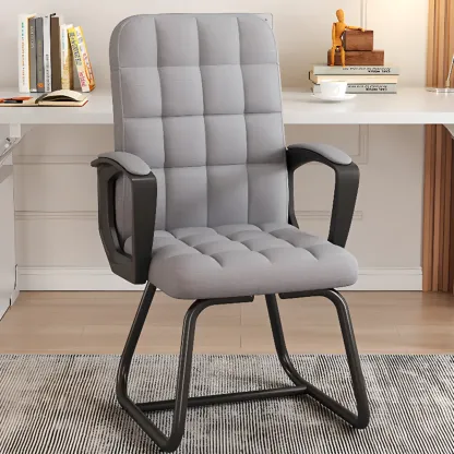 Solid Black Leather Tufted Office Chair Image - 12