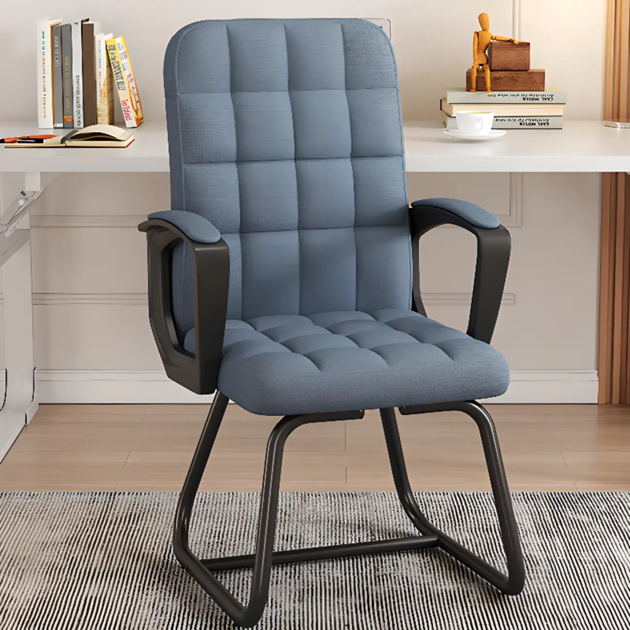 Solid Black Leather Tufted Office Chair Image - 13 | homeyfad
