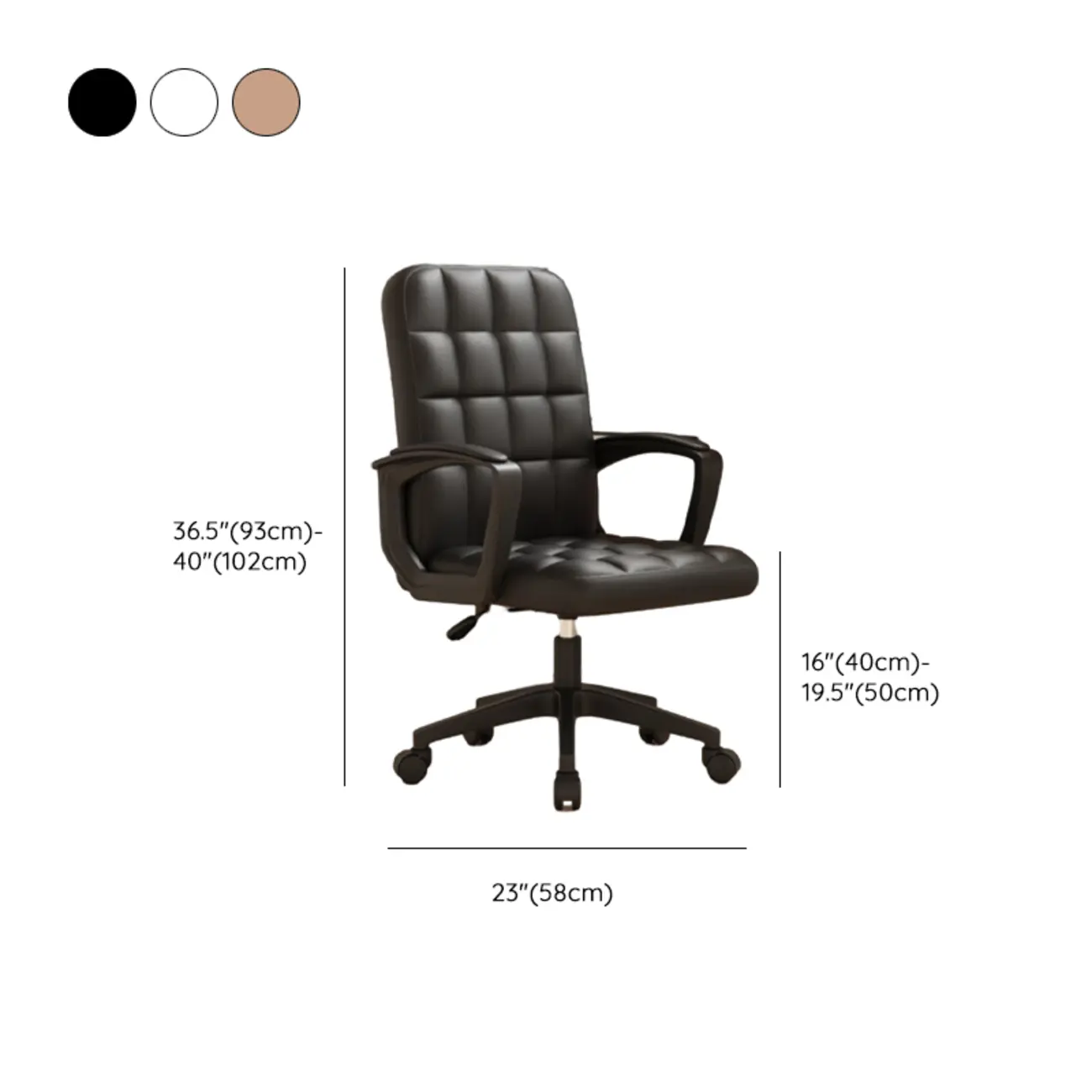 Solid Black Leather Tufted Office Chair #size | homeyfad