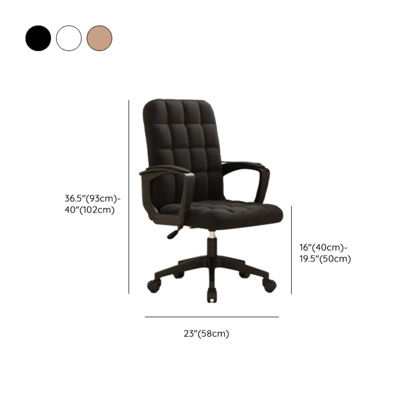 Solid Black Leather Tufted Office Chair Image - 20 | homeyfad