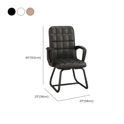 Solid Black Leather Tufted Office Chair Image - 21