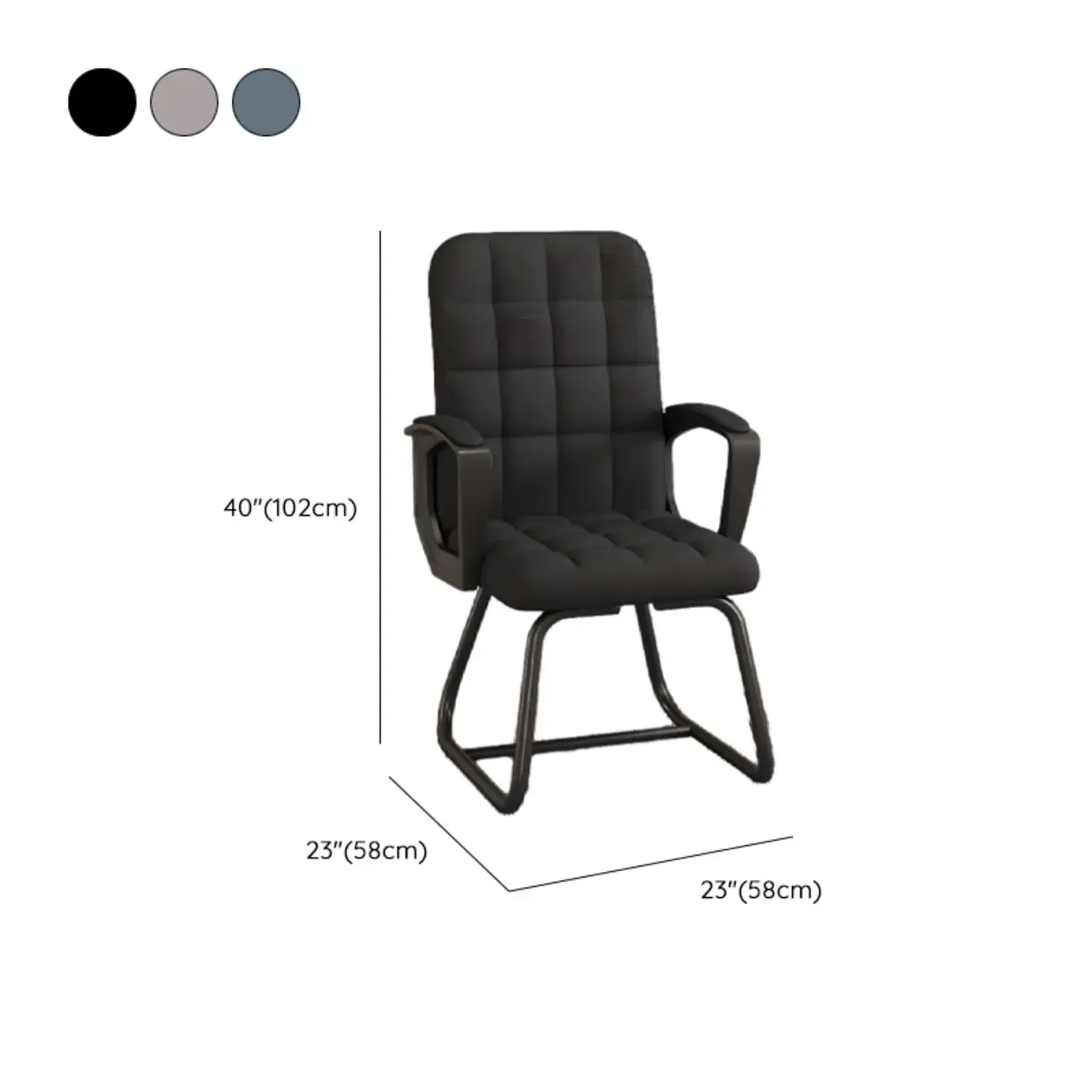 Solid Black Leather Tufted Office Chair Image - 22