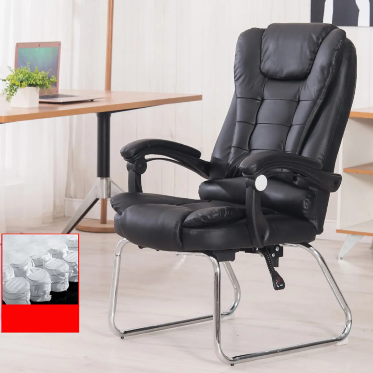 Black Leather Reclining Executive Office Chair Image - 8 | homeyfad