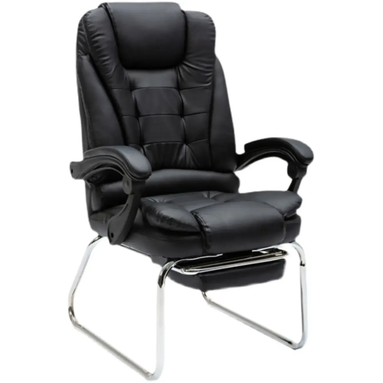 Black Leather Reclining Executive Office Chair Image - 9