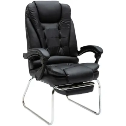 Black Leather Reclining Executive Office Chair Image - 9