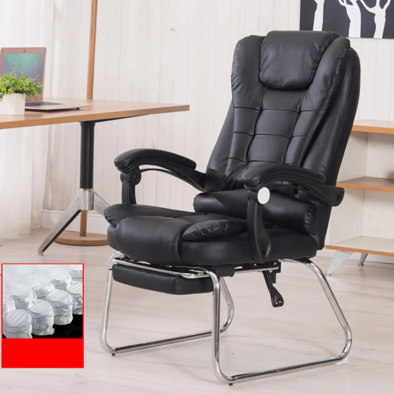 Black Leather Reclining Executive Office Chair Image - 12 | homeyfad