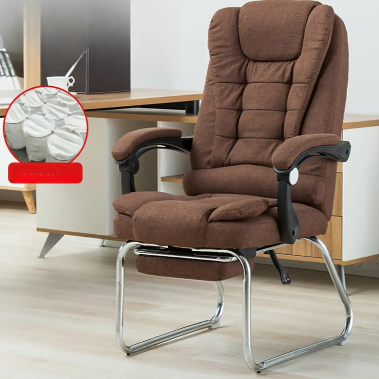 Black Leather Reclining Executive Office Chair Image - 13