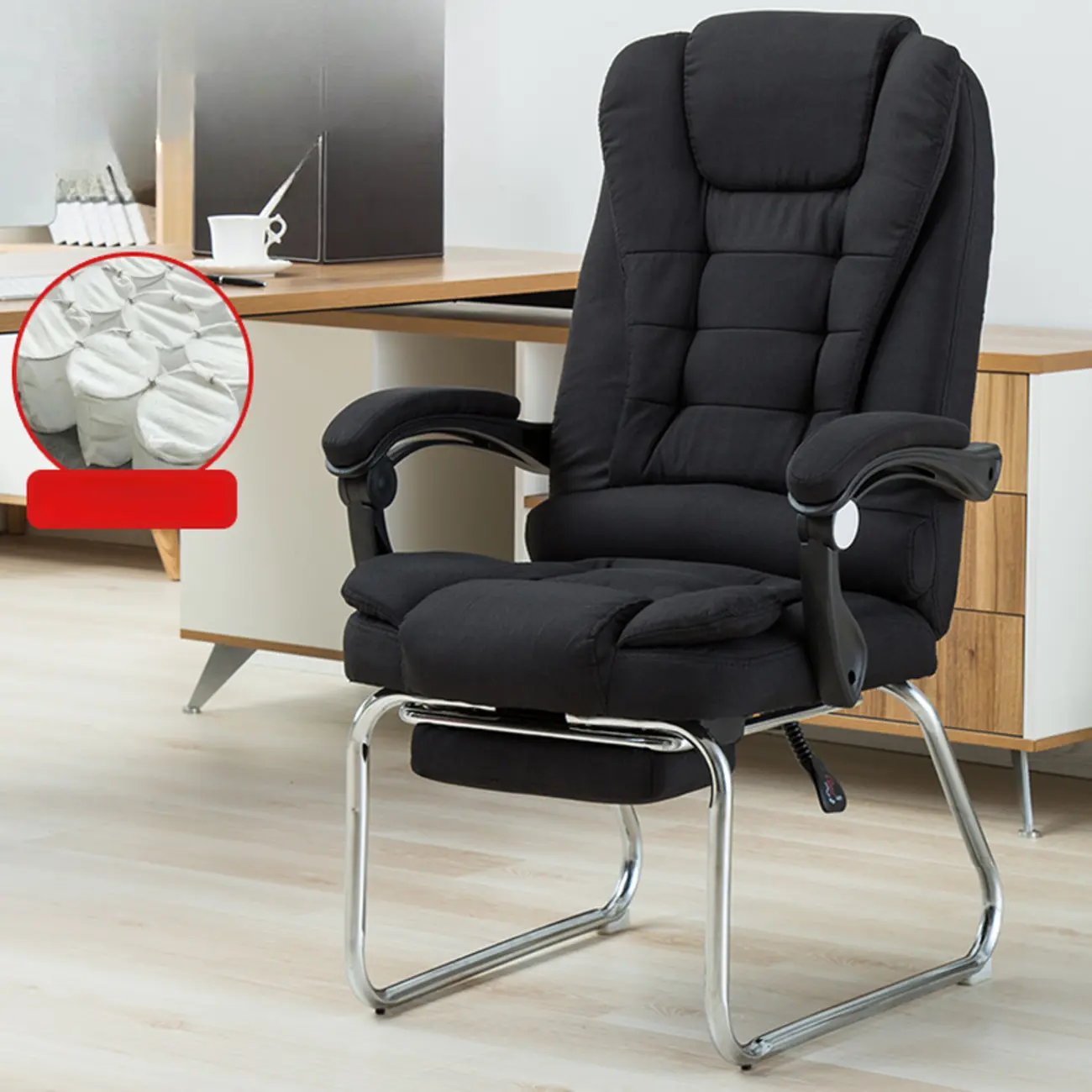 Black Leather Reclining Executive Office Chair Image - 23 | homeyfad