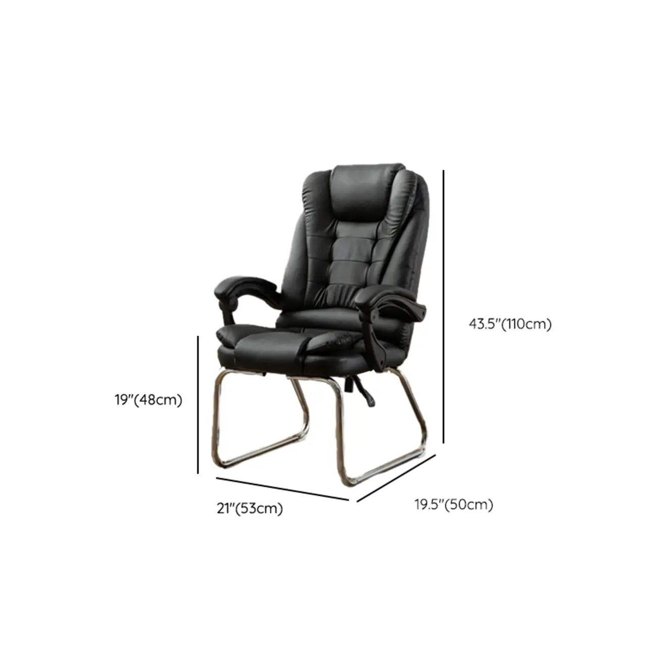 Black Leather Reclining Executive Office Chair #size