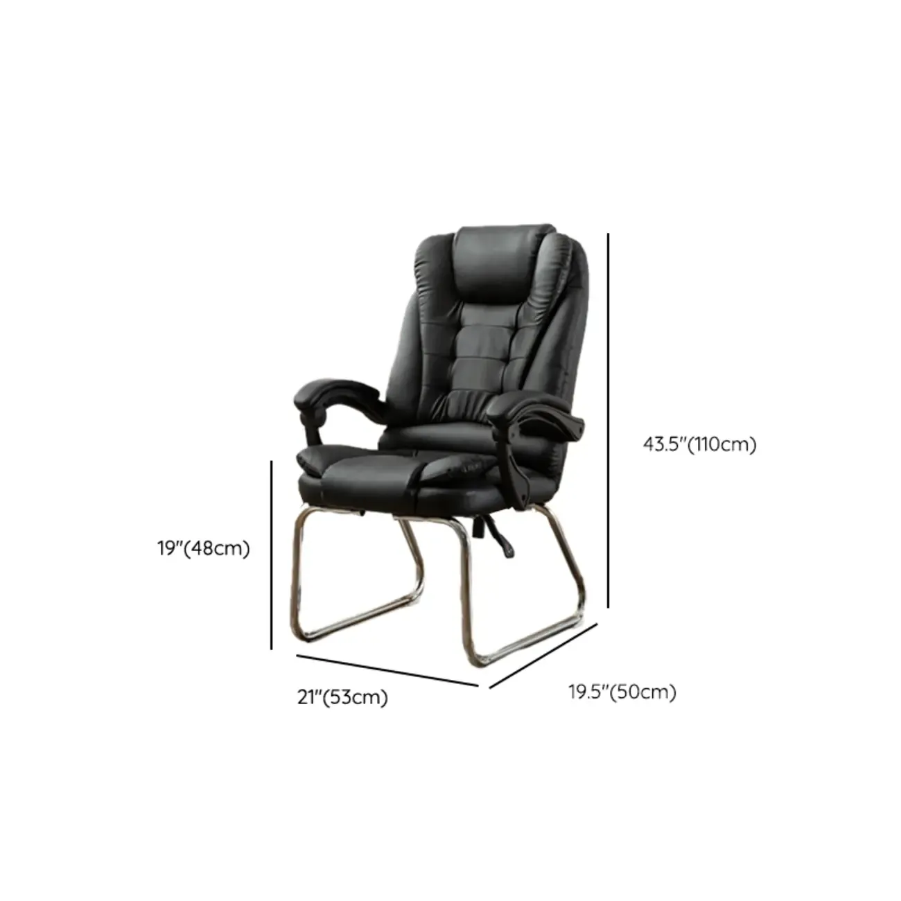 Black Leather Reclining Executive Office Chair #size