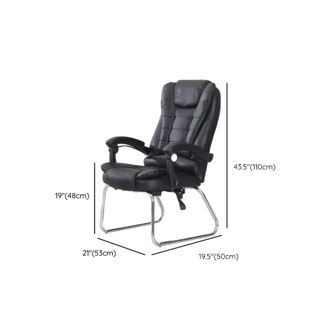 Black Leather Reclining Executive Office Chair Image - 26