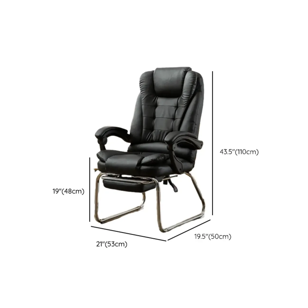 Black Leather Reclining Executive Office Chair Image - 27