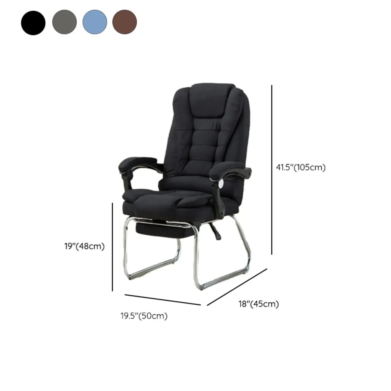 Black Leather Reclining Executive Office Chair Image - 28