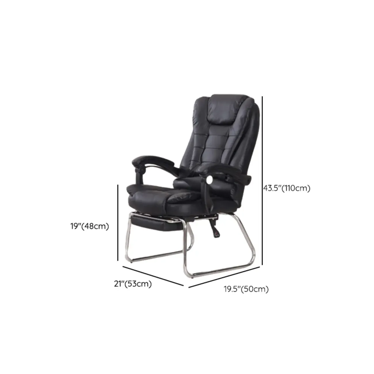 Black Leather Reclining Executive Office Chair Image - 29