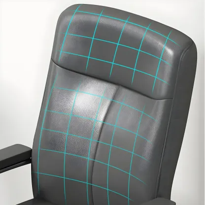 Modern Leather Metal 4-Leg Office Chair with Arms Image - 12