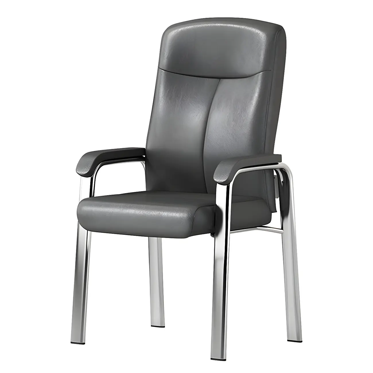 Modern Leather Metal 4-Leg Office Chair with Arms Image - 11 | homeyfad