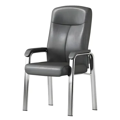 Modern Leather Metal 4-Leg Office Chair with Arms Image - 11