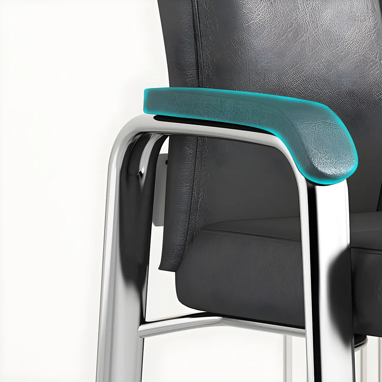 Modern Leather Metal 4-Leg Office Chair with Arms Image - 14 | homeyfad