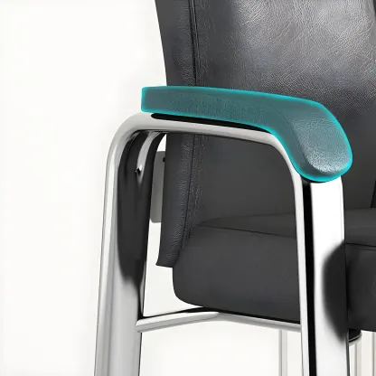 Modern Leather Metal 4-Leg Office Chair with Arms Image - 14