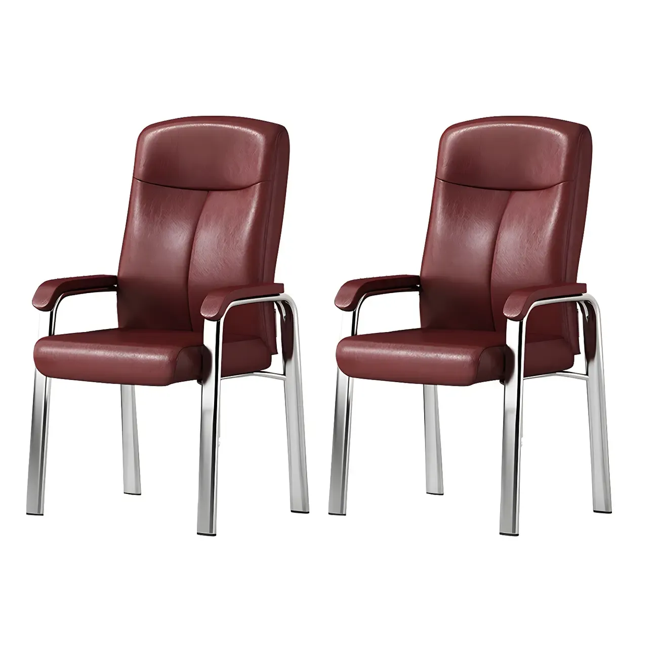 Modern Leather Metal 4-Leg Office Chair with Arms Image - 17