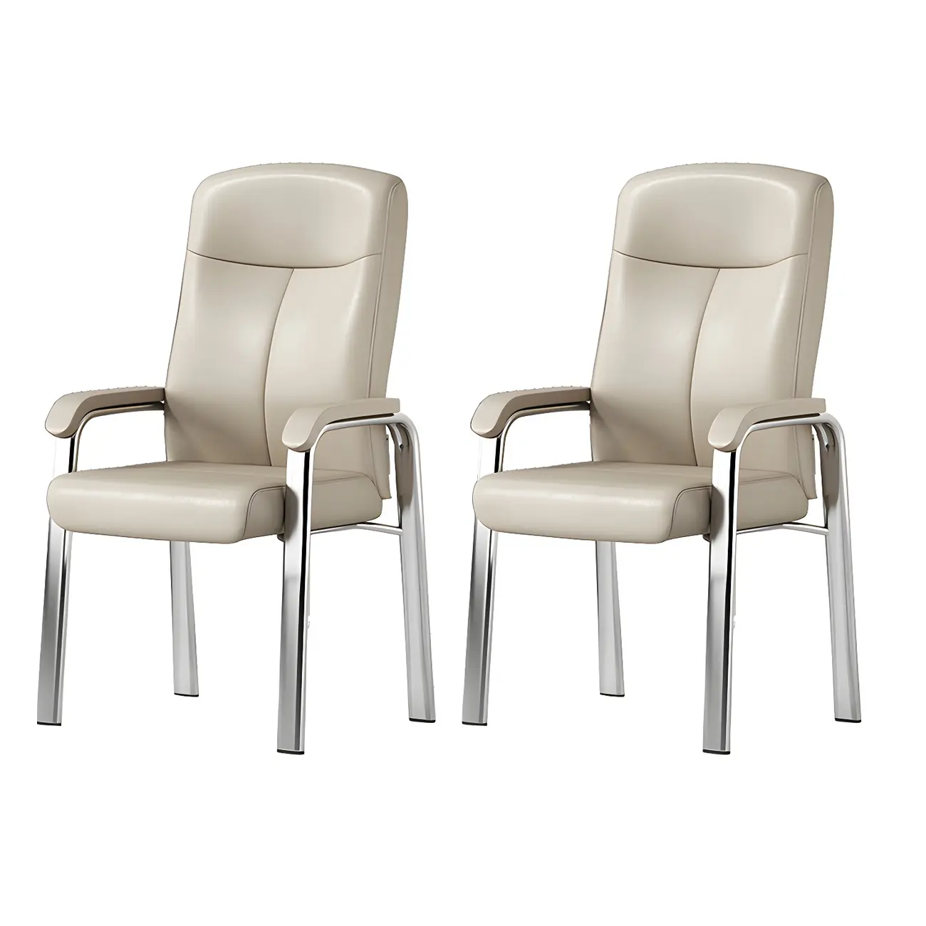 Modern Leather Metal 4-Leg Office Chair with Arms Image - 20 | homeyfad