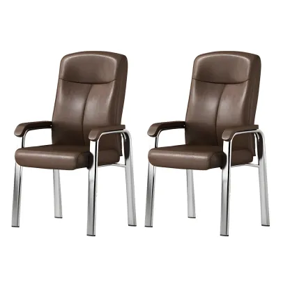 Modern Leather Metal 4-Leg Office Chair with Arms