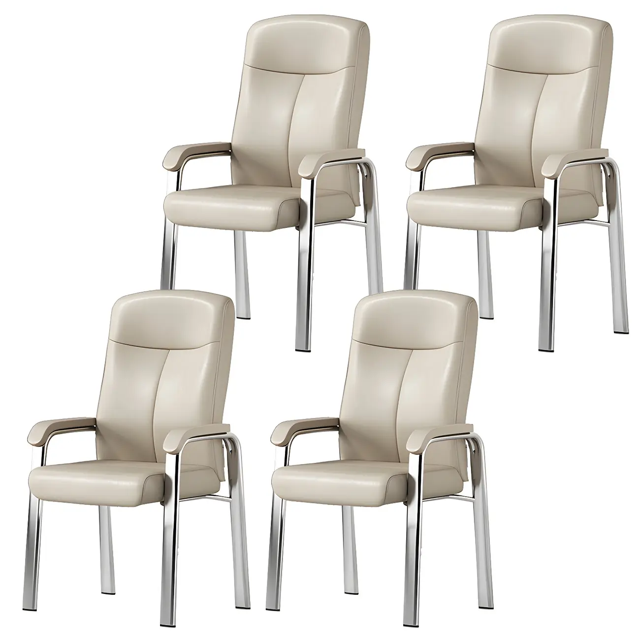 Modern Leather Metal 4-Leg Office Chair with Arms Image - 23 | homeyfad