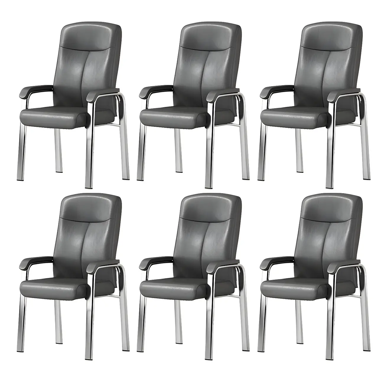 Modern Leather Metal 4-Leg Office Chair with Arms Image - 30 | homeyfad