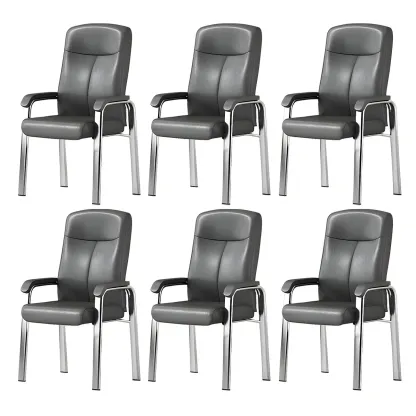 Modern Leather Metal 4-Leg Office Chair with Arms Image - 30