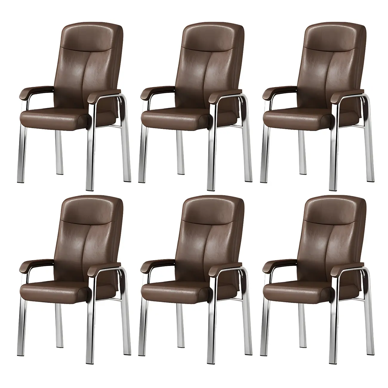 Modern Leather Metal 4-Leg Office Chair with Arms | homeyfad