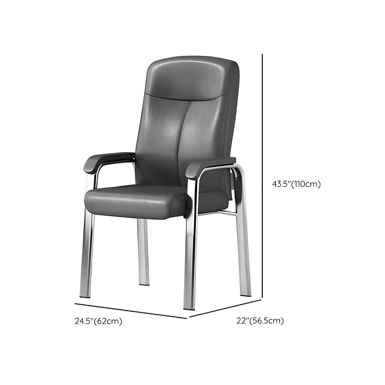 Modern Leather Metal 4-Leg Office Chair with Arms #size