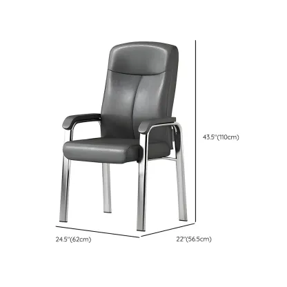 Modern Leather Metal 4-Leg Office Chair with Arms #size