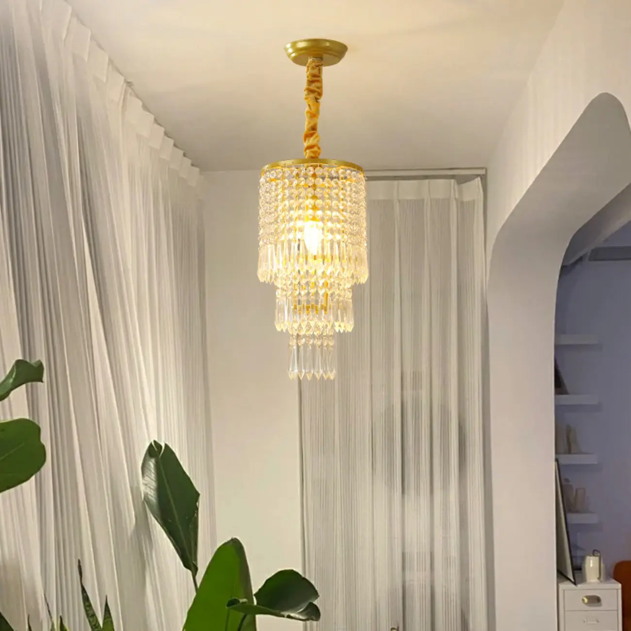 Modern Gold Crystal Drum Chandelier Image - 1 | homeyfad