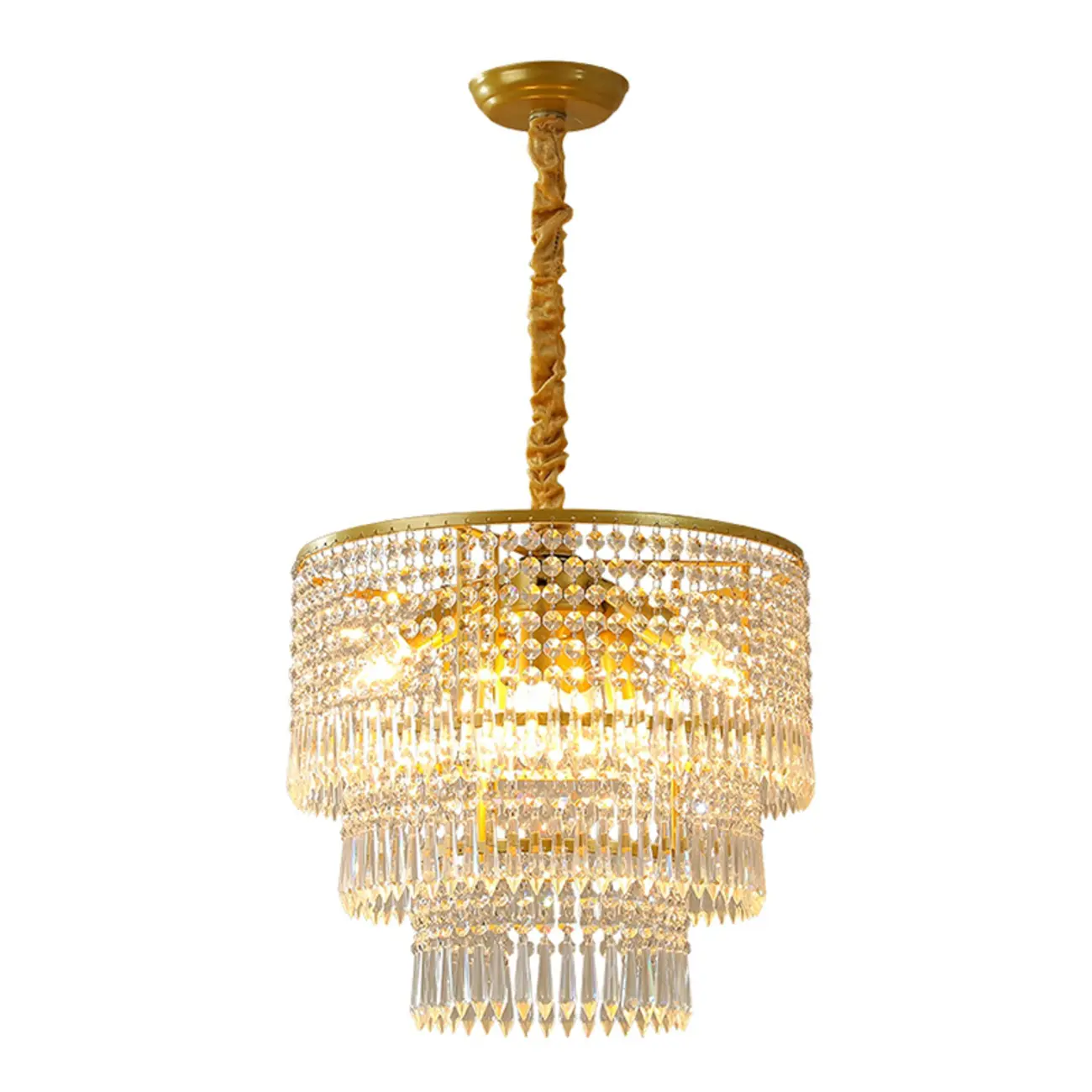 Modern Gold Crystal Drum Chandelier Image - 6 | homeyfad