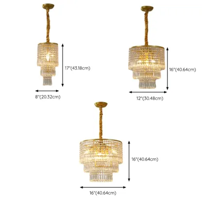 Modern Gold Crystal Drum Chandelier Image - 7
