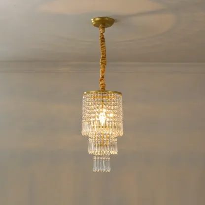 Modern Gold Crystal Drum Chandelier Image - 2