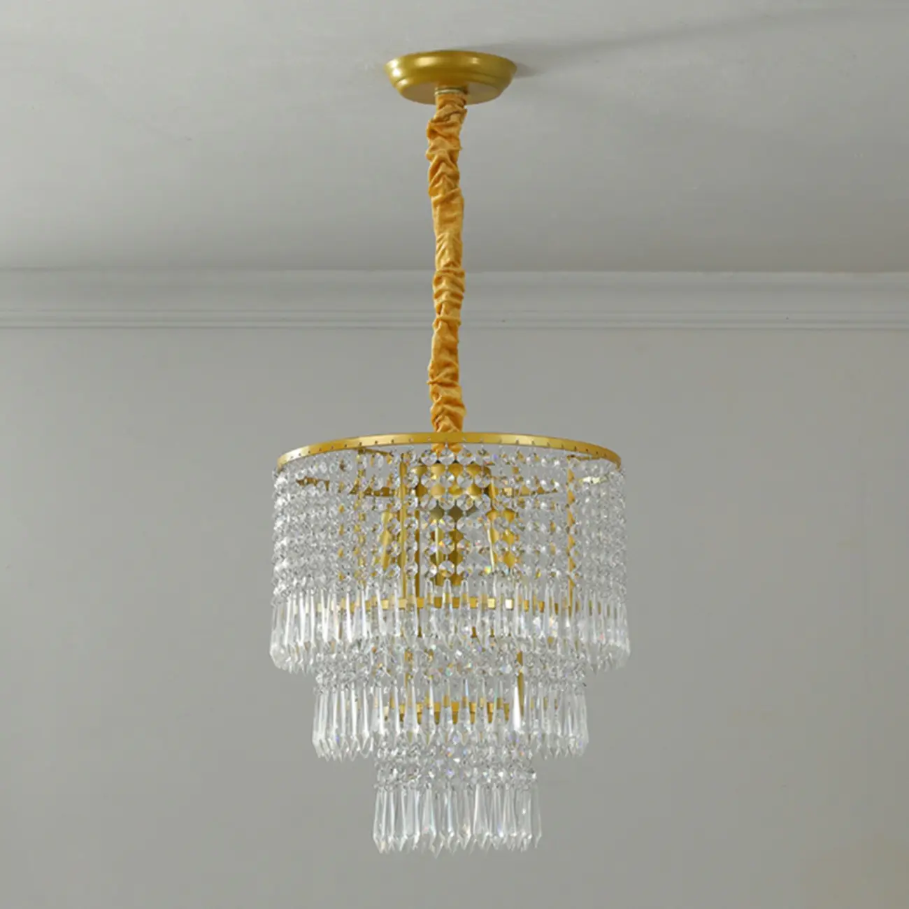 Modern Gold Crystal Drum Chandelier Image - 10 | homeyfad