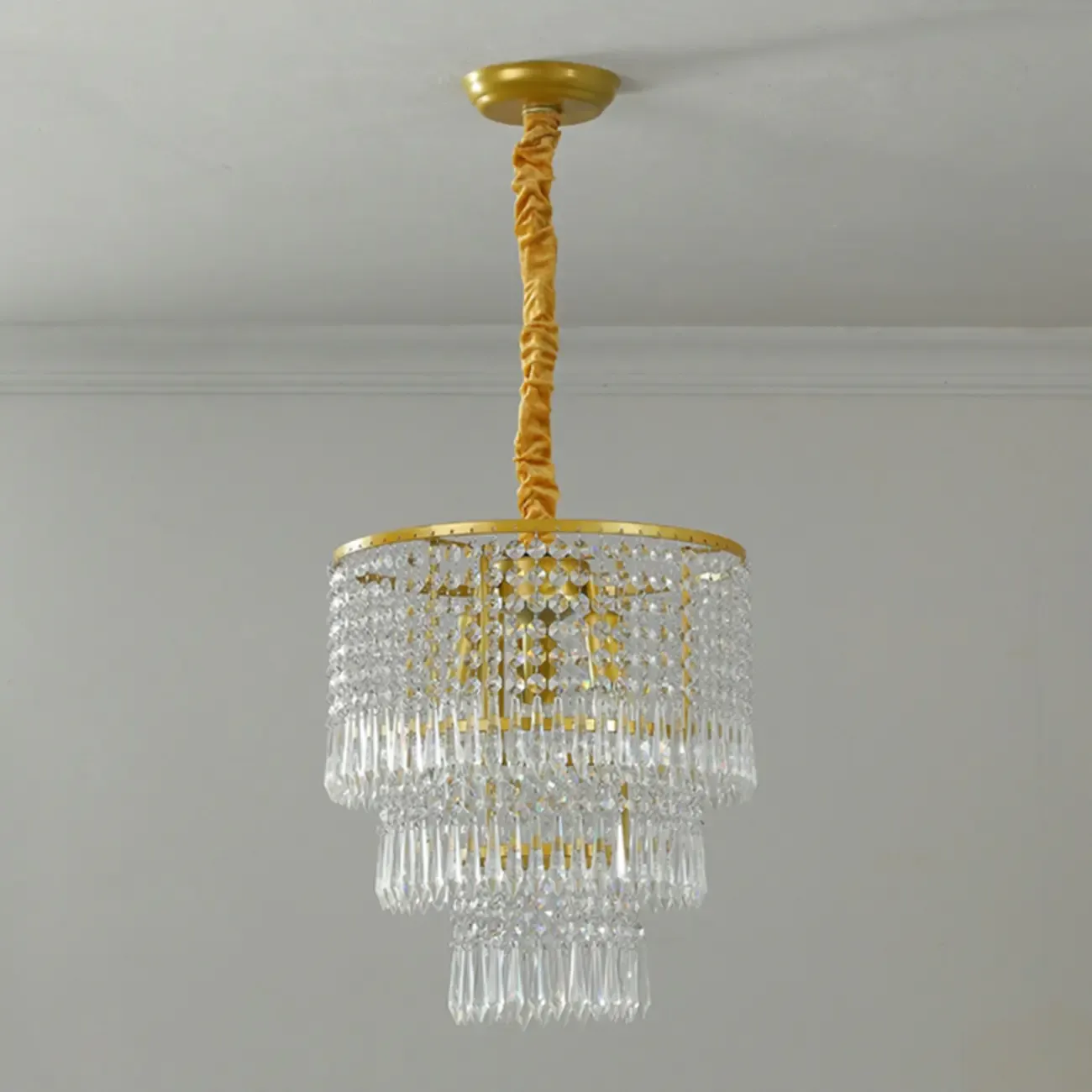 Modern Gold Crystal Drum Chandelier Image - 10